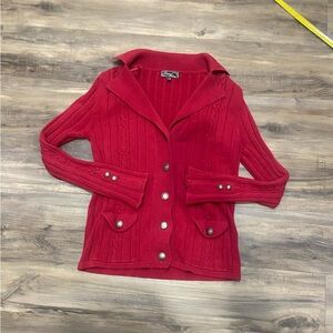 Iconic Y2K Red Cardigan With Collar And Buttons